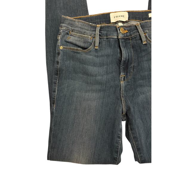 Frame Lehigh Skinny Medium Wash Shark Bite Raw Hem 26 - Picture 5 of 8